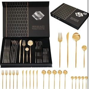 24-Piece Gold Silverware Set Gold Utensils Set for 6, Gold Spoons and Fork NWT